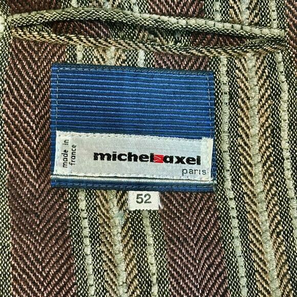 Michel Axel Men's Blazer Sport Coat Size 52 Vintage Brown Green Striped Euro Y2K - Picture 3 of 9